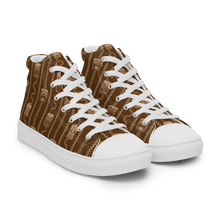 Load image into Gallery viewer, Brown Tiki Pattern Men’s high top canvas shoes