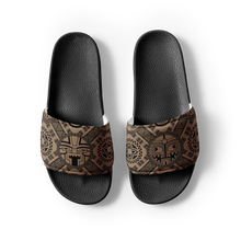 Load image into Gallery viewer, Men’s Brown Tiki Print slides