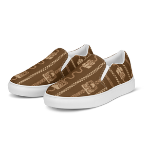 Brown Tiki and Bamboo Men’s slip-on canvas shoes