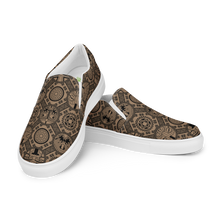 Load image into Gallery viewer, Brown Tatooed Tiki Pattern Men’s slip-on canvas shoes