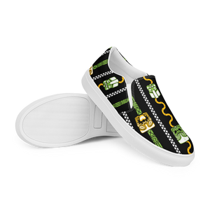Green and Bamboo Tiki Men’s slip-on canvas shoes