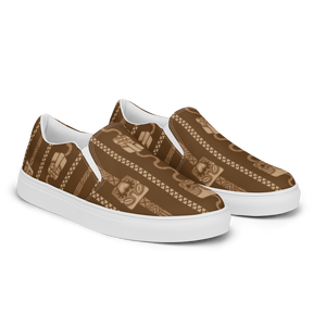 Brown Tiki and Bamboo Men’s slip-on canvas shoes