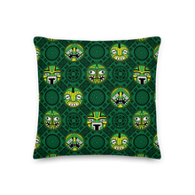 Load image into Gallery viewer, Green Round Tiki Face Pillow