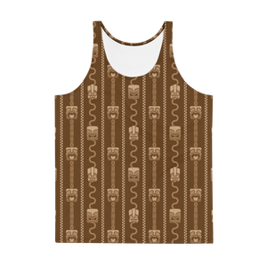 Brown Tiki All Over Print Men's Tank Top