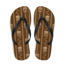 Load image into Gallery viewer, Brown Tiki Pattern Flip-Flops