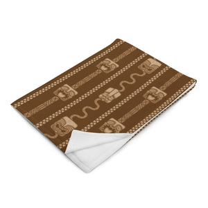 Brown Tiki Pattern Throw Blanket