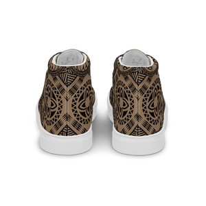 Brown Tiki Tattooed Women’s high top canvas shoes