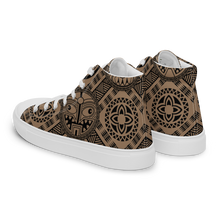 Load image into Gallery viewer, Brown Tiki Tattooed Women’s high top canvas shoes